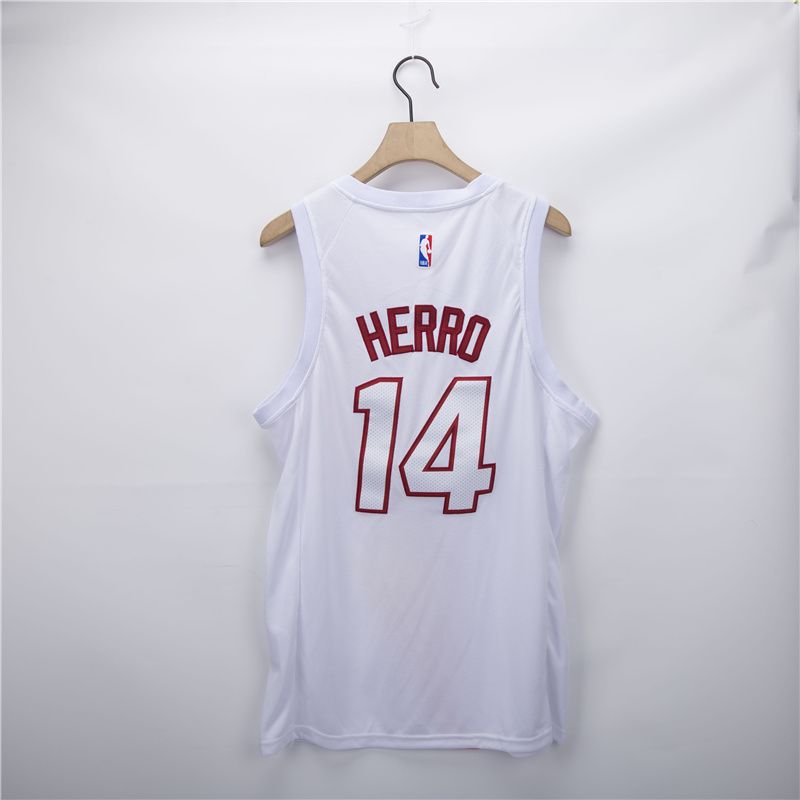 Men Miami Heat #14 Herro White Game Nike 2021 NBA Jersey->miami heat->NBA Jersey